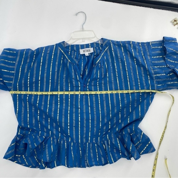 The Vetiver Collection Spanish Fly Top Blue Gold metallic size 6 - Picture 10 of 11